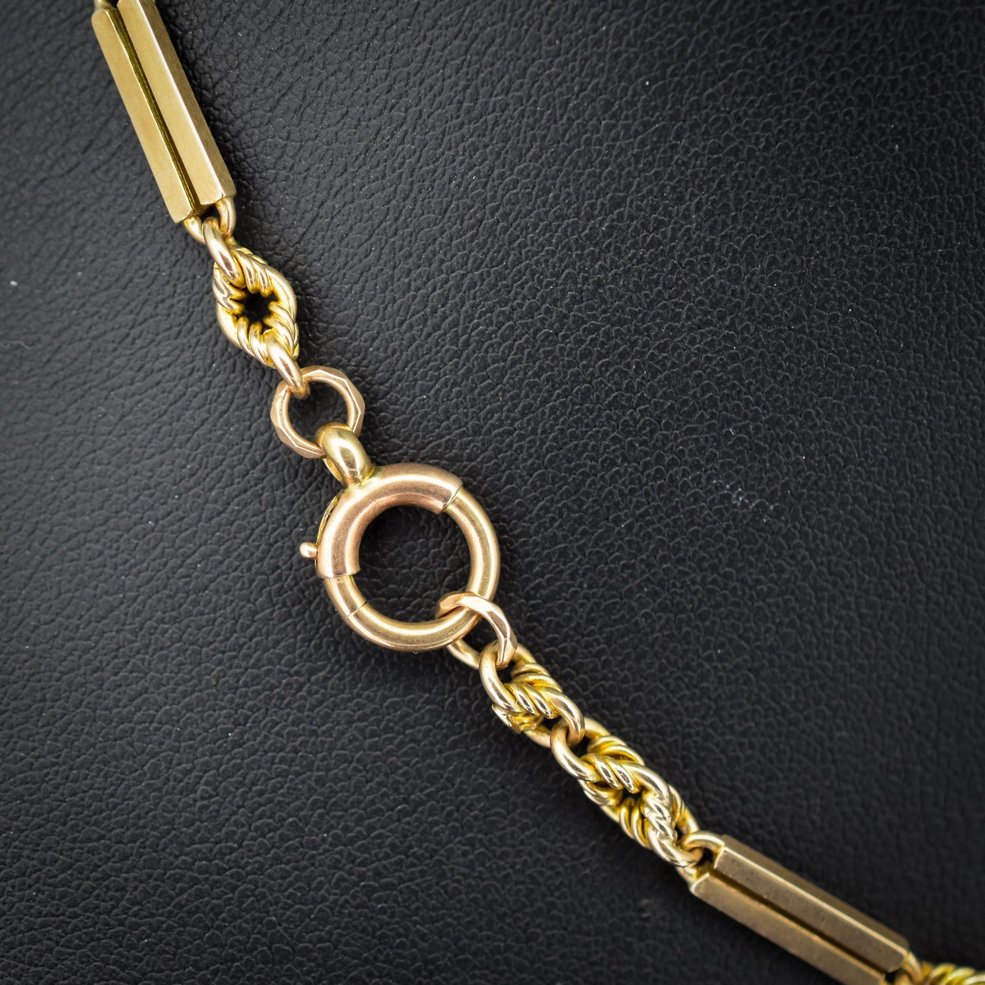 Antique 9ct Gold Love Knot Link Albert Watch Chain Necklace | 16"