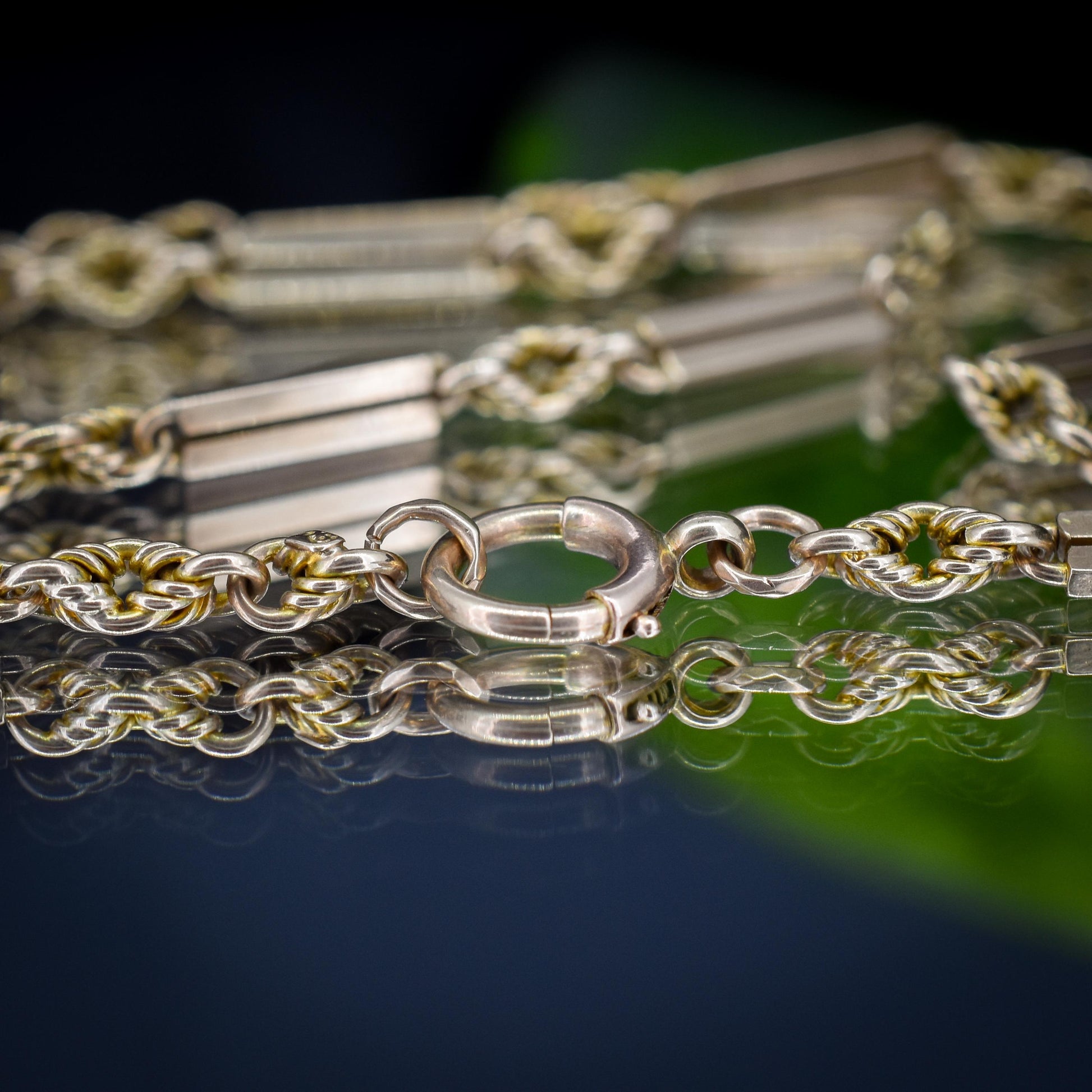 Antique 9ct Gold Love Knot Link Albert Watch Chain Necklace | 16"