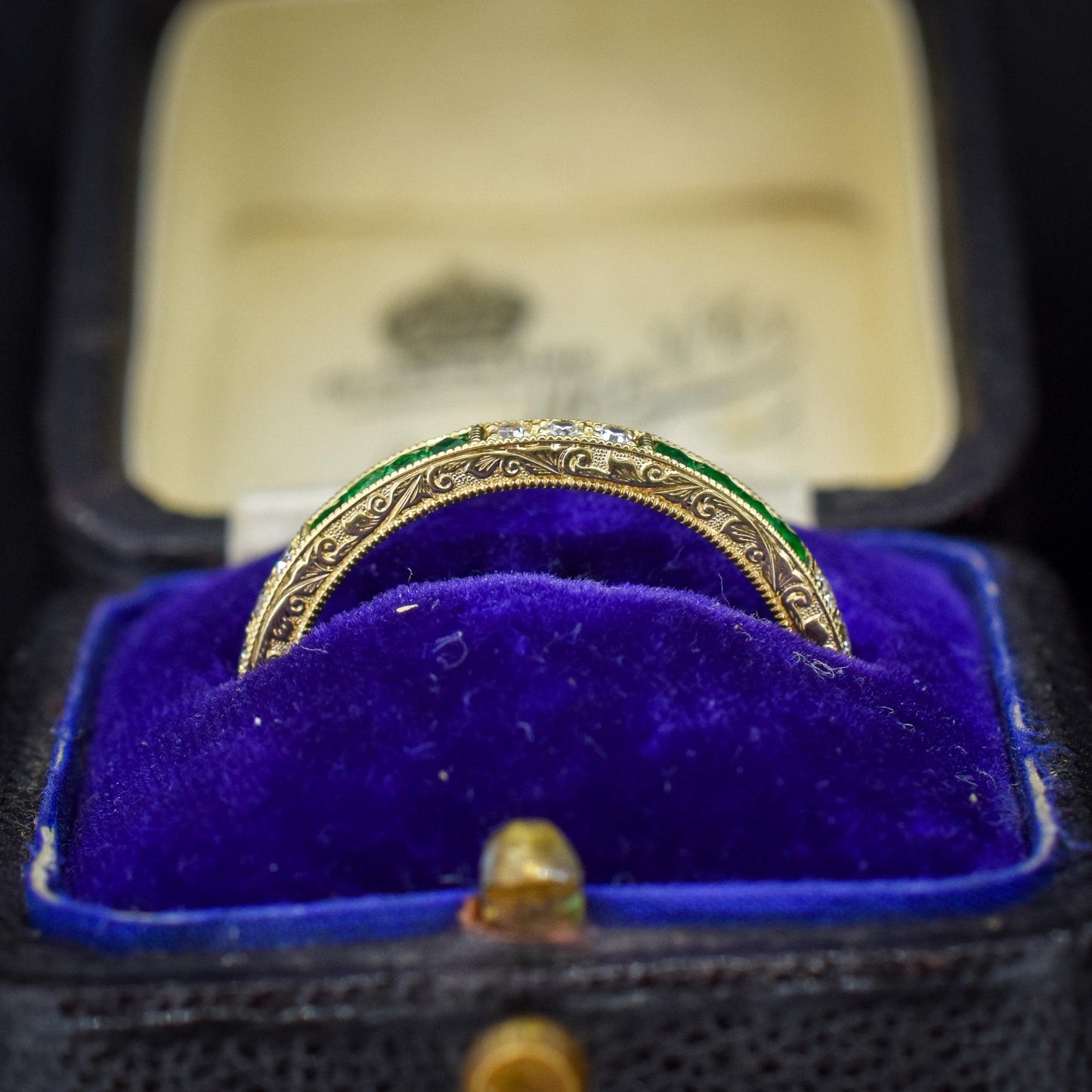 Diamond and Emerald Eternity 18ct Gold Wedding Band Ring