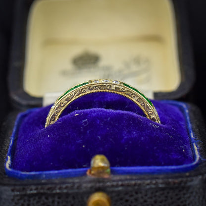 Diamond and Emerald Eternity 18ct Gold Wedding Band Ring