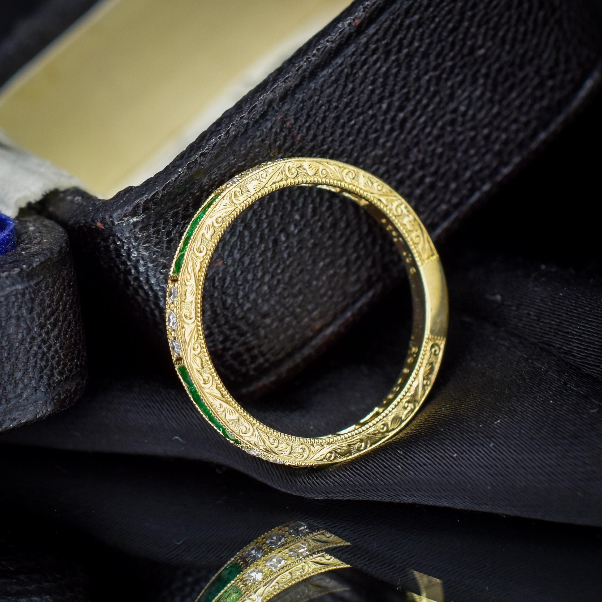 Diamond and Emerald Eternity 18ct Gold Wedding Band Ring