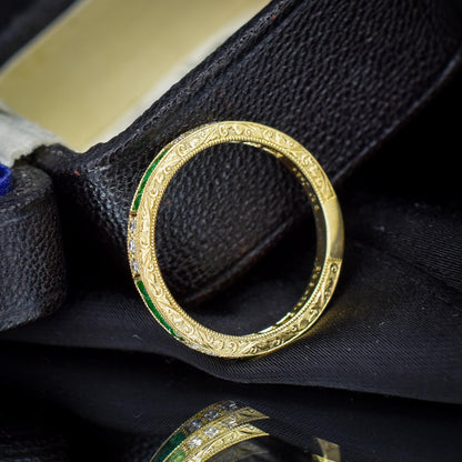 Diamond and Emerald Eternity 18ct Gold Wedding Band Ring