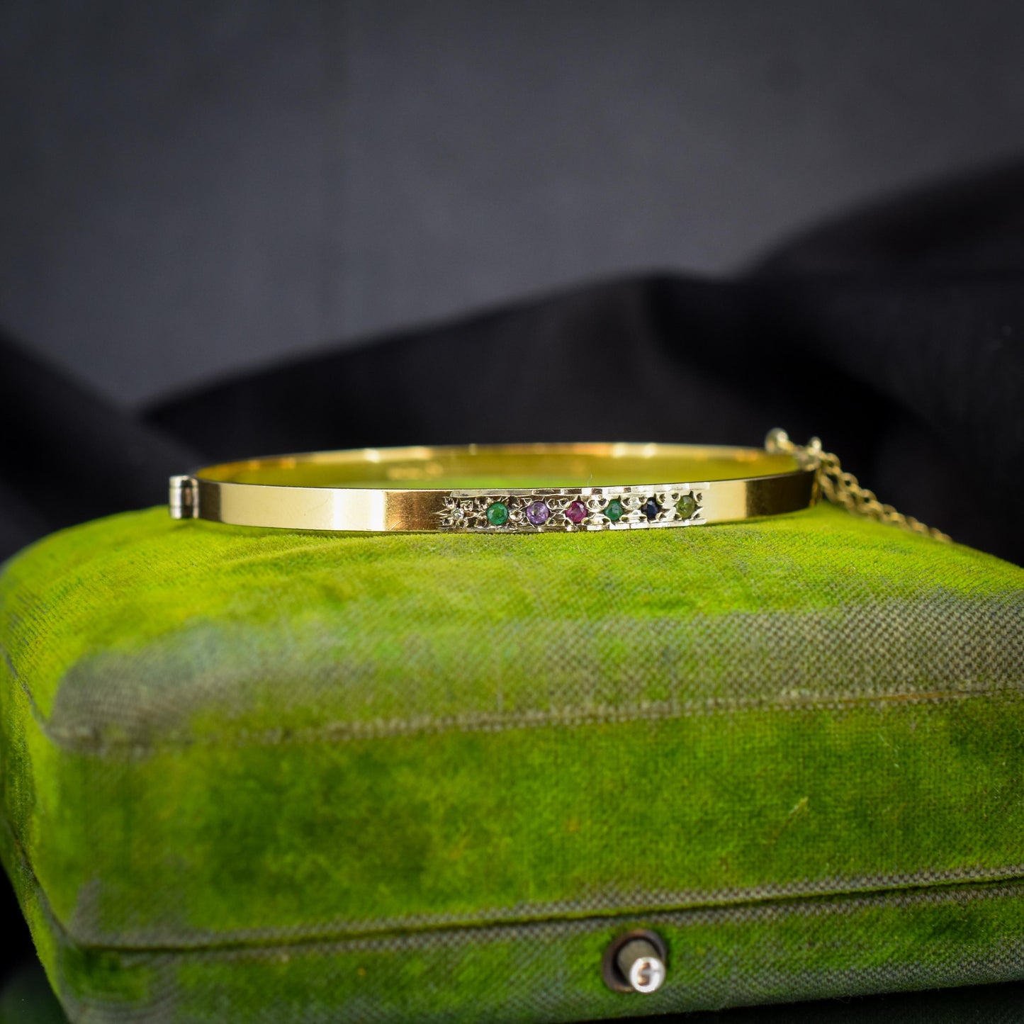 Vintage DEAREST Gold on Silver Bangle Bracelet | Birmingham 1993