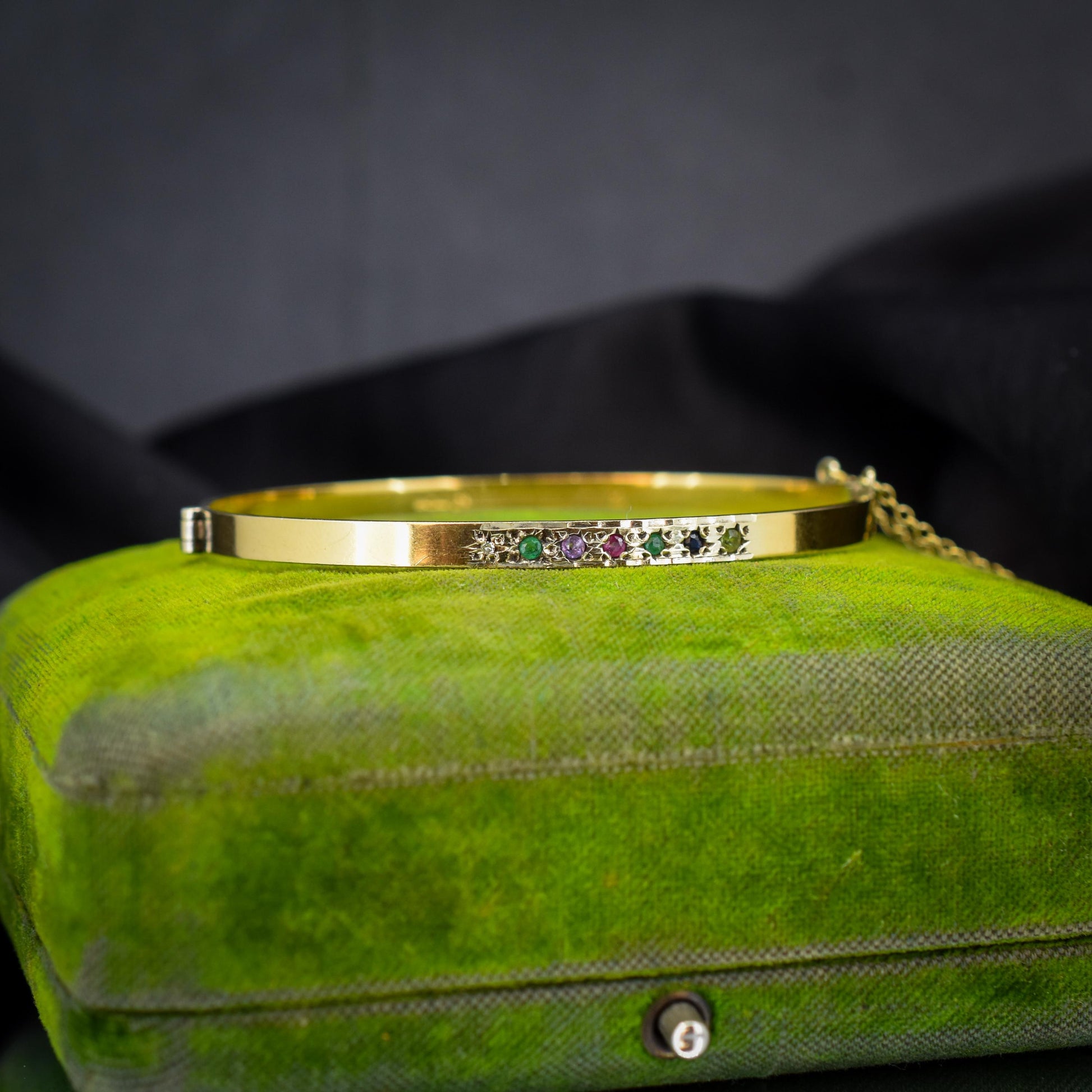 Vintage DEAREST Gold on Silver Bangle Bracelet | Birmingham 1993