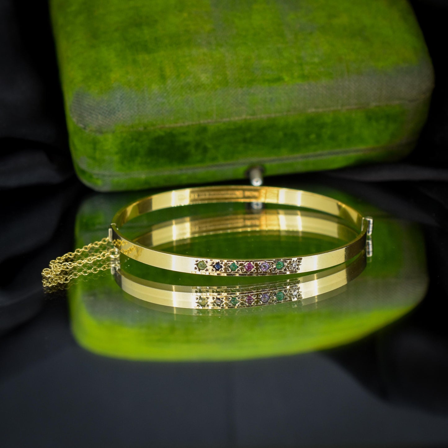 Vintage DEAREST Gold on Silver Bangle Bracelet | Birmingham 1993
