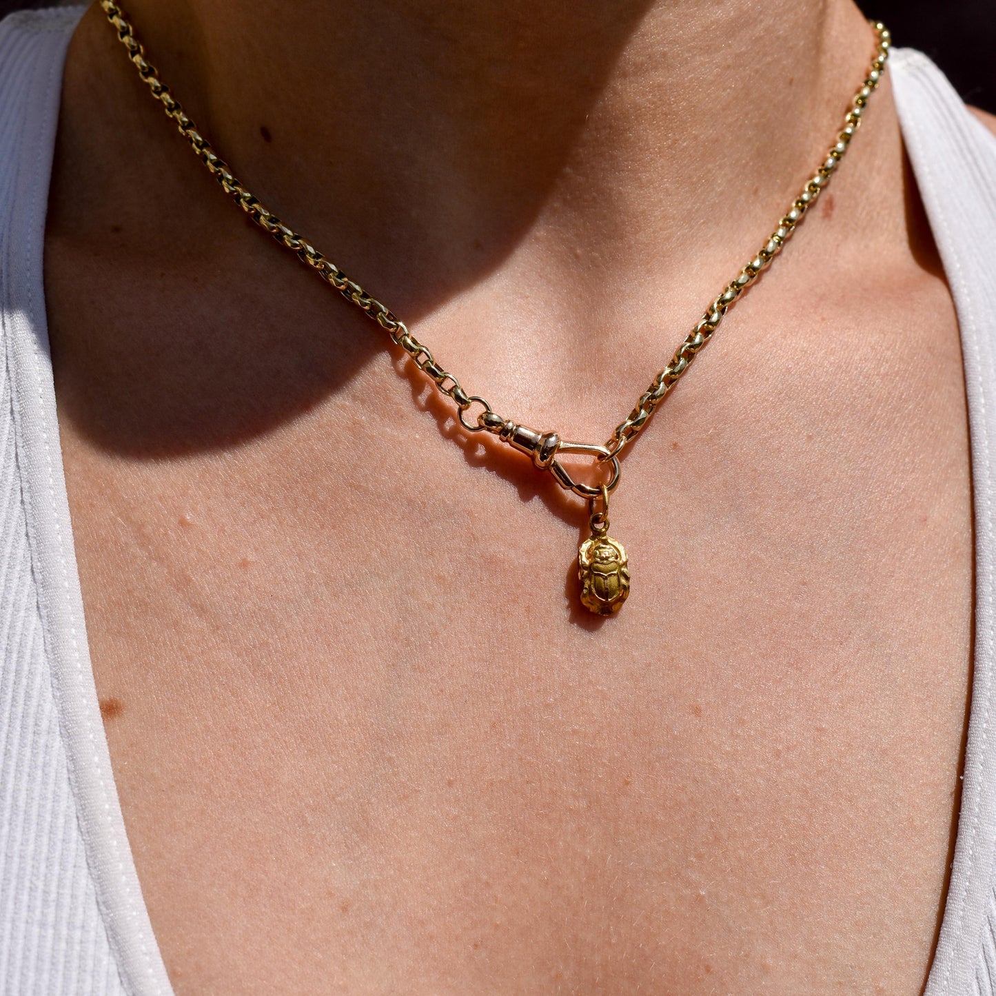 Vintage Egyptian Scarab Beetle 18ct Yellow Gold Charm Pendant