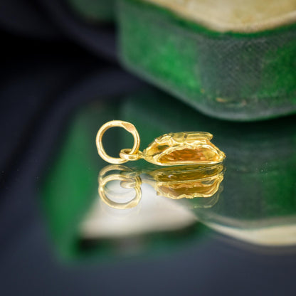 Vintage Egyptian Scarab Beetle 18ct Yellow Gold Charm Pendant