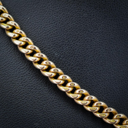 Art Deco 9ct Gold Uniform Curb Link Dog Clip Albert Watch Chain Necklace - 15.25"