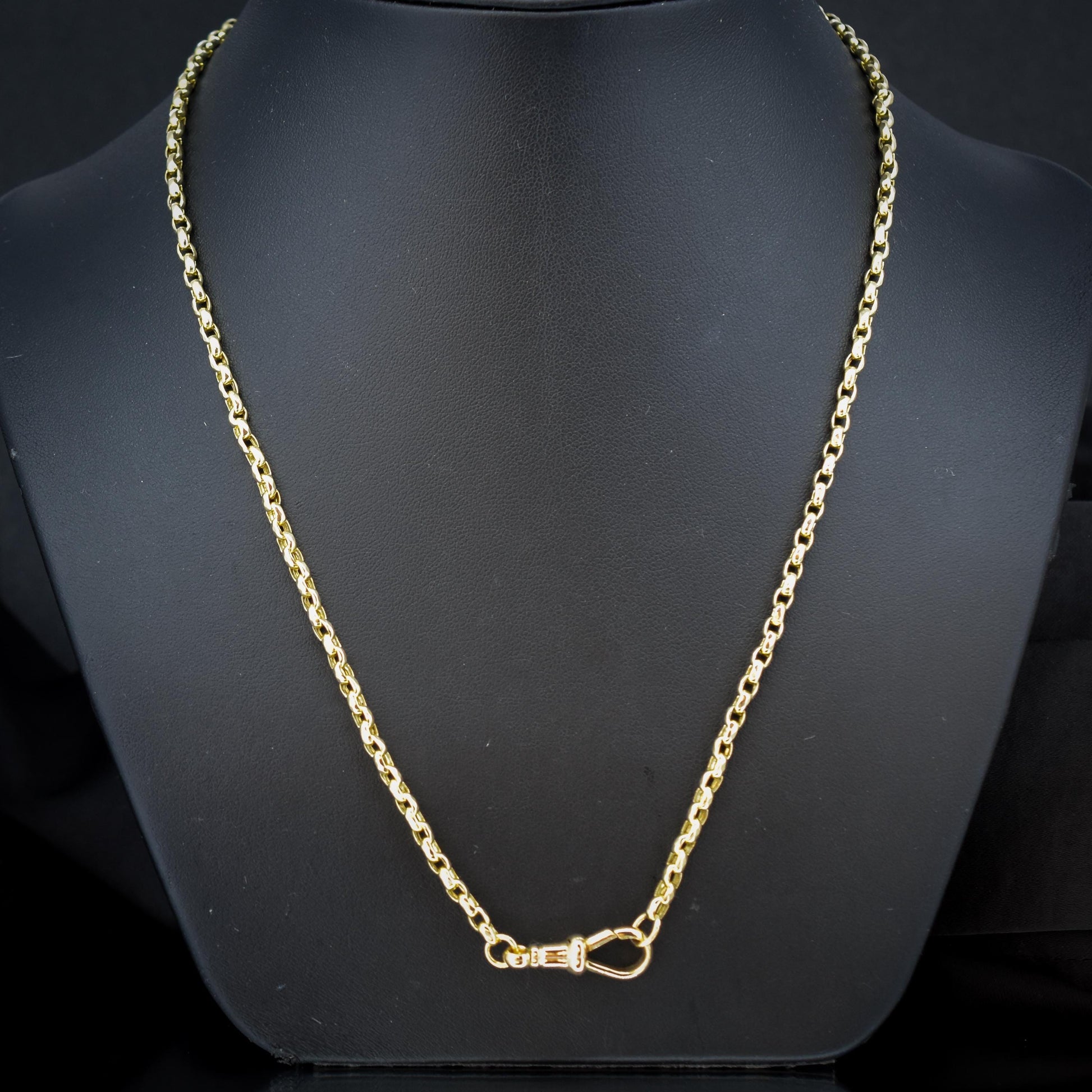 Antique Victorian 9ct Gold Faceted Link Chain Necklace with Dog Clip | 21.5"