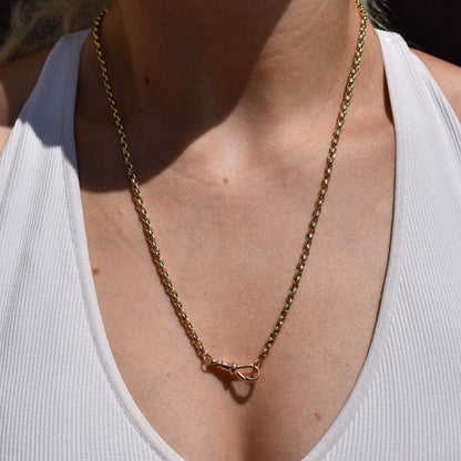 Antique Victorian 9ct Gold Faceted Link Chain Necklace with Dog Clip | 21.5"
