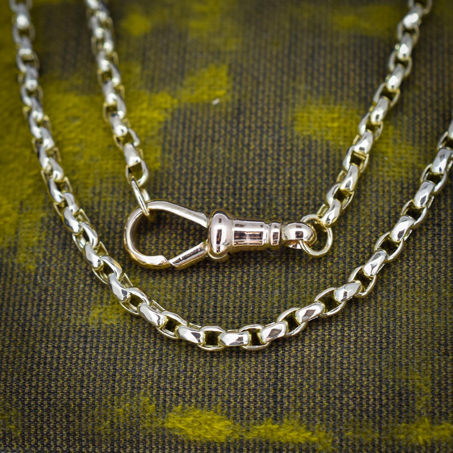 Antique Victorian 9ct Gold Faceted Link Chain Necklace with Dog Clip | 21.5"