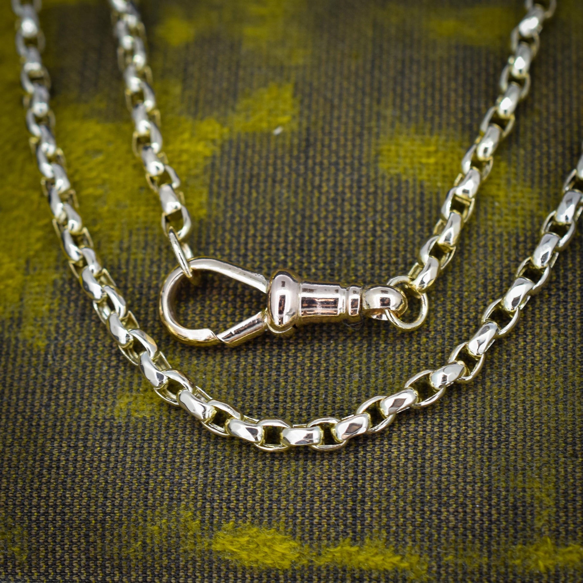 Antique Victorian 9ct Gold Faceted Link Chain Necklace with Dog Clip | 21.5"