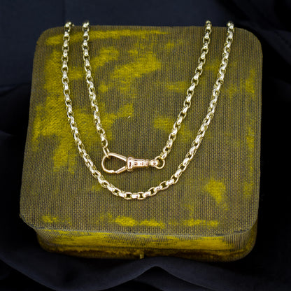 Antique Victorian 9ct Gold Faceted Link Chain Necklace with Dog Clip | 21.5"