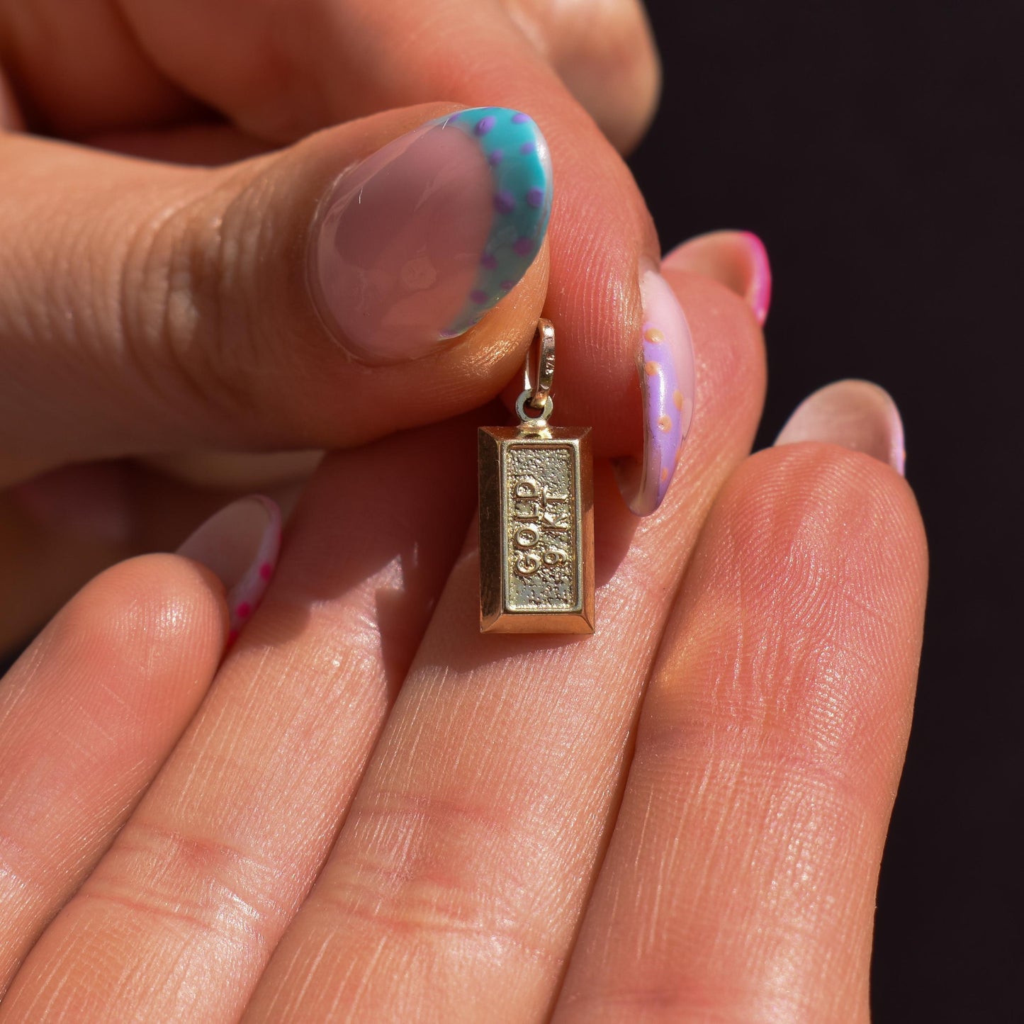 Vintage 9ct Gold Bar Ingot Charm Pendant