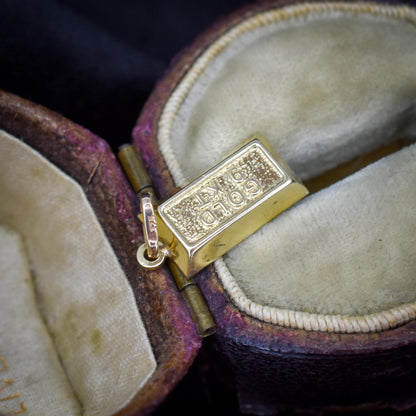 Vintage 9ct Gold Bar Ingot Charm Pendant