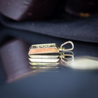 Vintage 9ct Gold Bar Ingot Charm Pendant