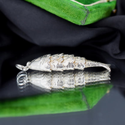 Vintage Silver Articulated Fish Charm Pendant
