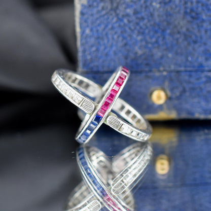 Art Deco Paste Swivel Flip "Day and Night" Sterling Silver Eternity Band Ring | Antique