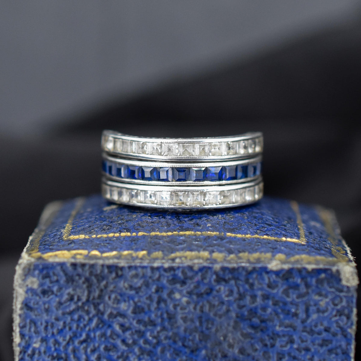 Art Deco Paste Swivel Flip "Day and Night" Sterling Silver Eternity Band Ring | Antique