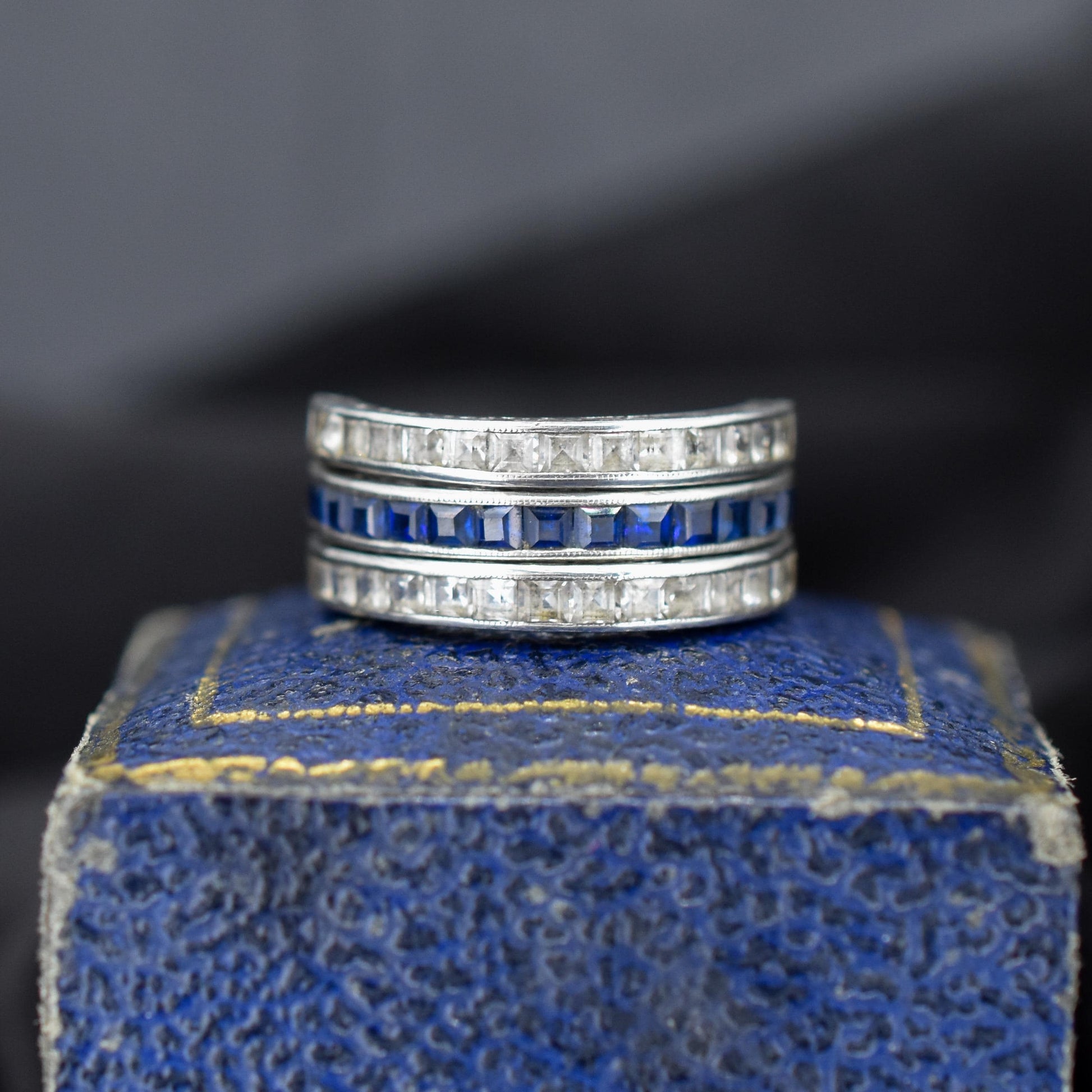 Art Deco Paste Swivel Flip "Day and Night" Sterling Silver Eternity Band Ring | Antique
