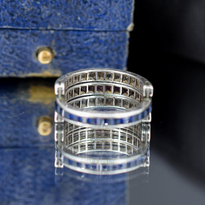 Art Deco Paste Swivel Flip "Day and Night" Sterling Silver Eternity Band Ring | Antique