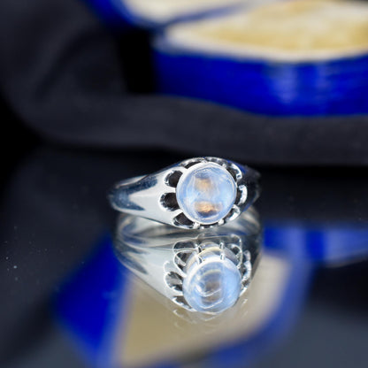 Antique 1.03ct Moonstone Oval Cabochon Sterling Silver Ring