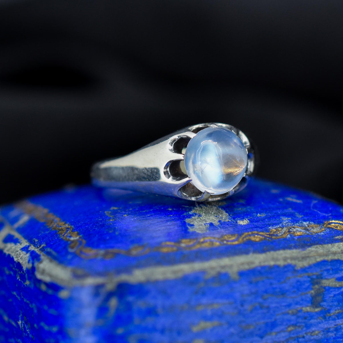 Antique 1.03ct Moonstone Oval Cabochon Sterling Silver Ring