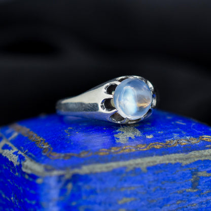 Antique 1.03ct Moonstone Oval Cabochon Sterling Silver Ring
