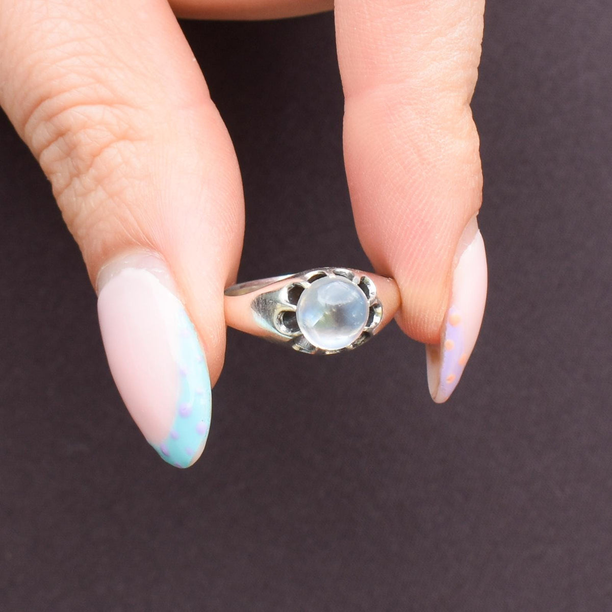 Antique 1.03ct Moonstone Oval Cabochon Sterling Silver Ring