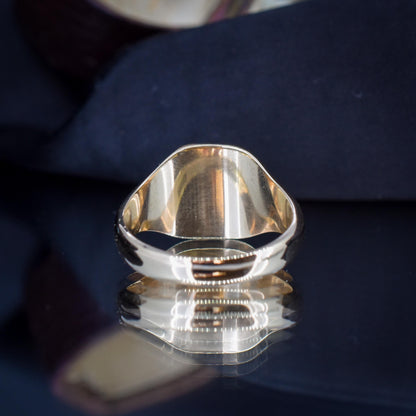 Vintage Solid 9ct Gold Plain Rectangle Signet Ring | Birmingham 1971