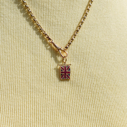 Ruby Sapphire 18ct Gold Union Jack UK GB Flag Charm Pendant