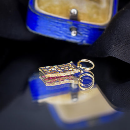 Ruby Sapphire 18ct Gold Union Jack UK GB Flag Charm Pendant