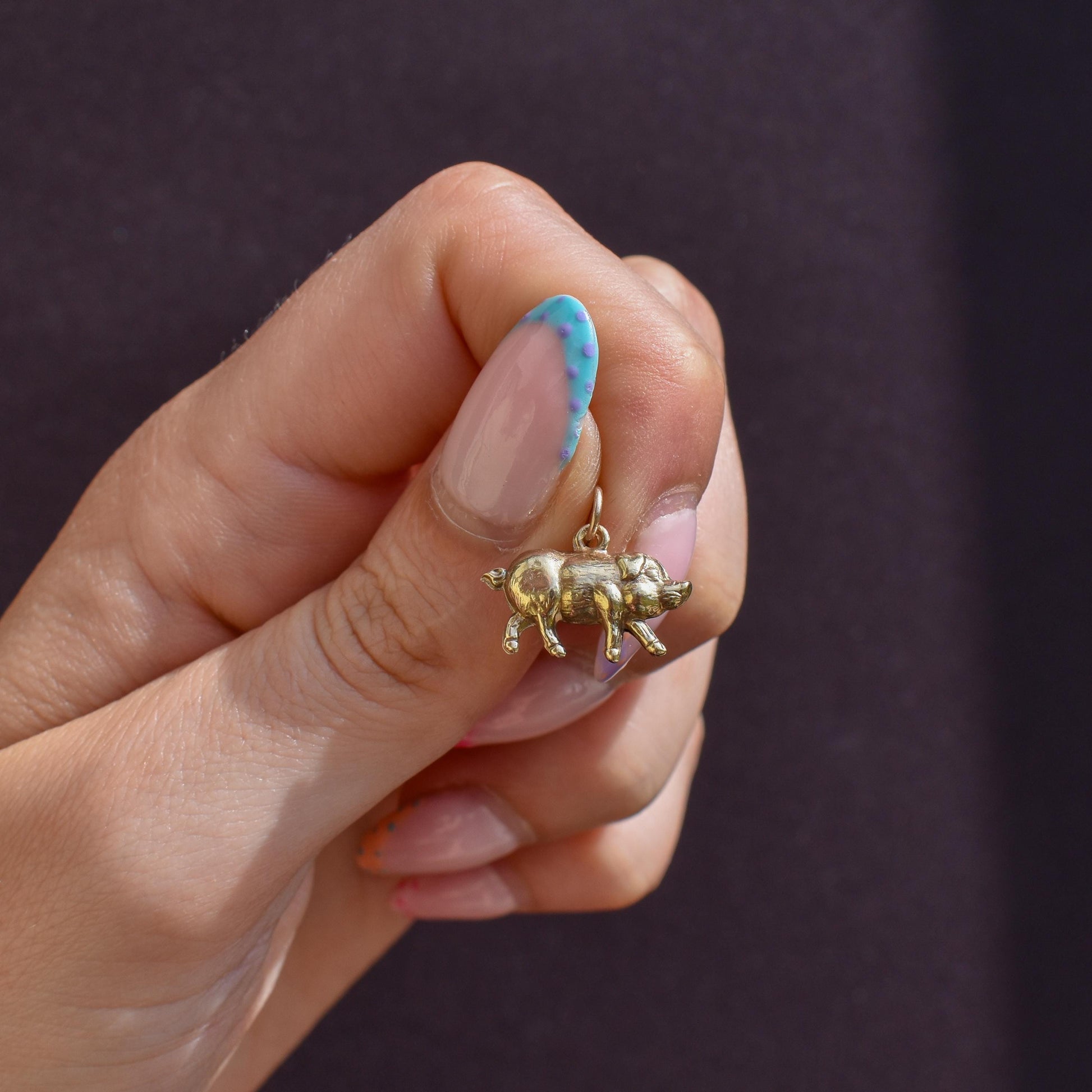 Vintage 9ct Gold Lucky Pig Charm Pendant | London 1966