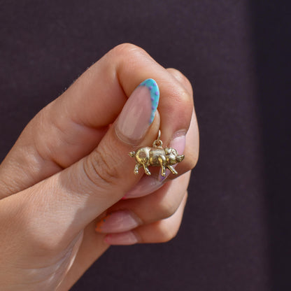 Vintage 9ct Gold Lucky Pig Charm Pendant | London 1966