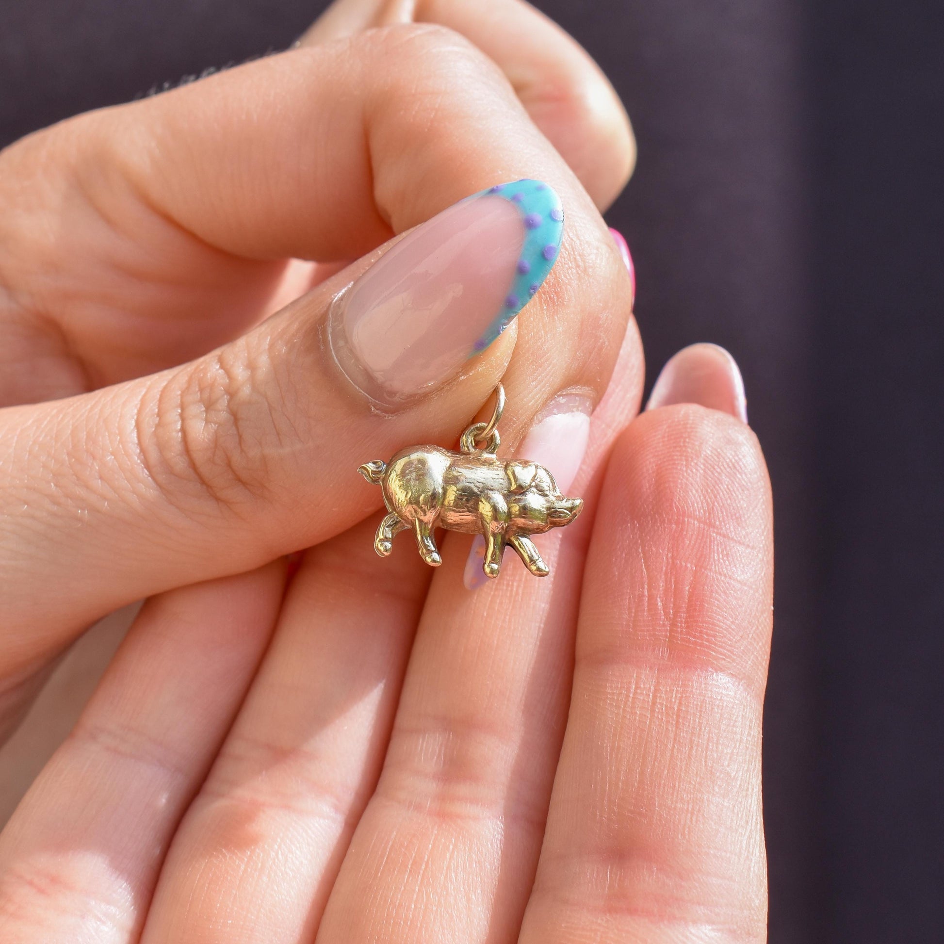 Vintage 9ct Gold Lucky Pig Charm Pendant | London 1966
