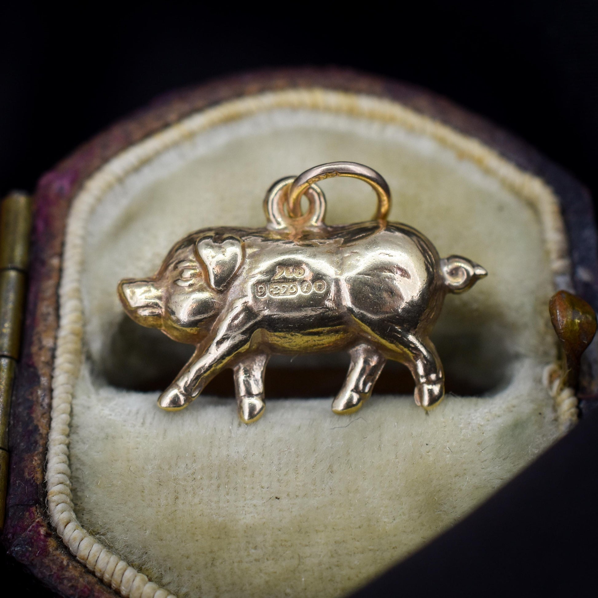 Vintage 9ct Gold Lucky Pig Charm Pendant | London 1966