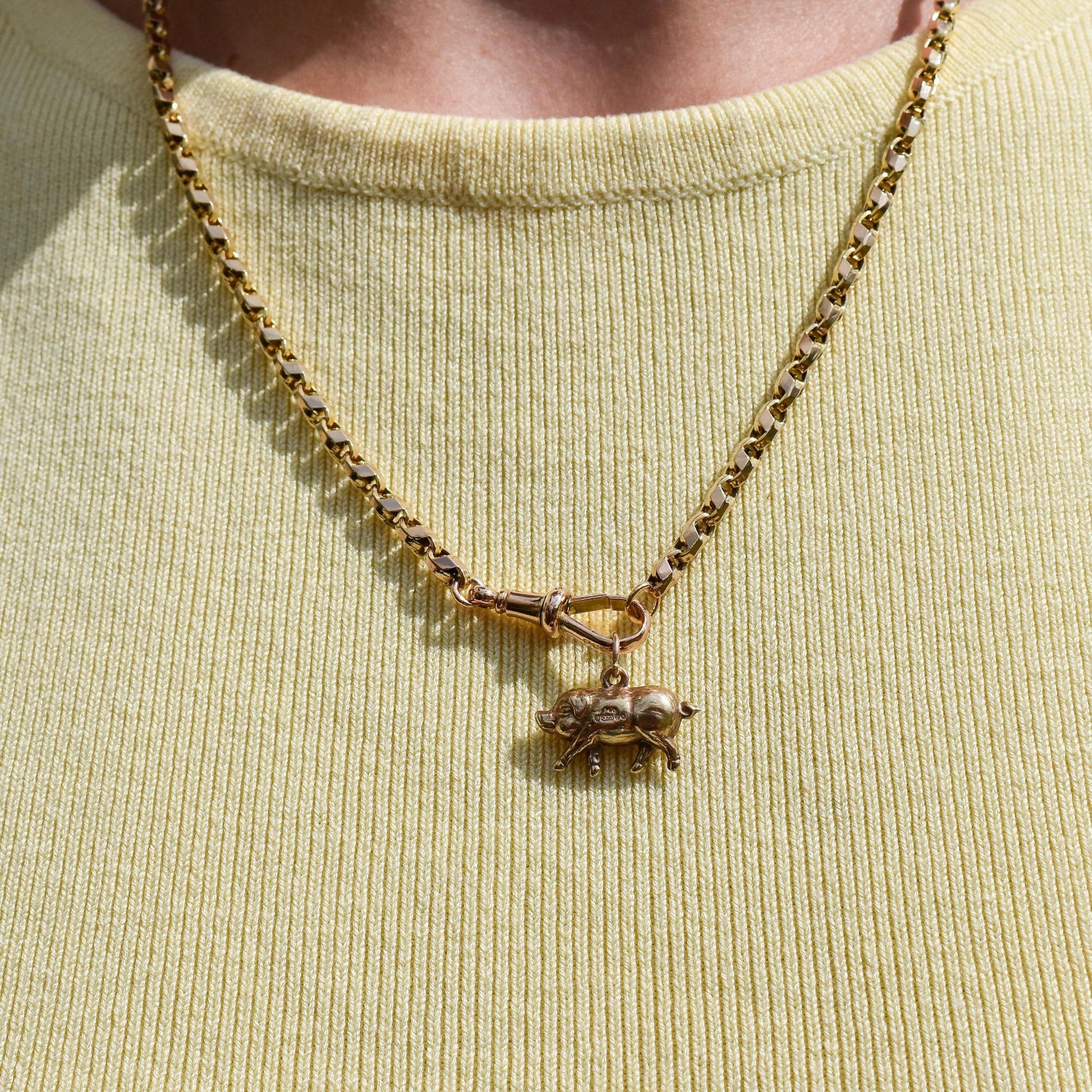 Vintage 9ct Gold Lucky Pig Charm Pendant | London 1966