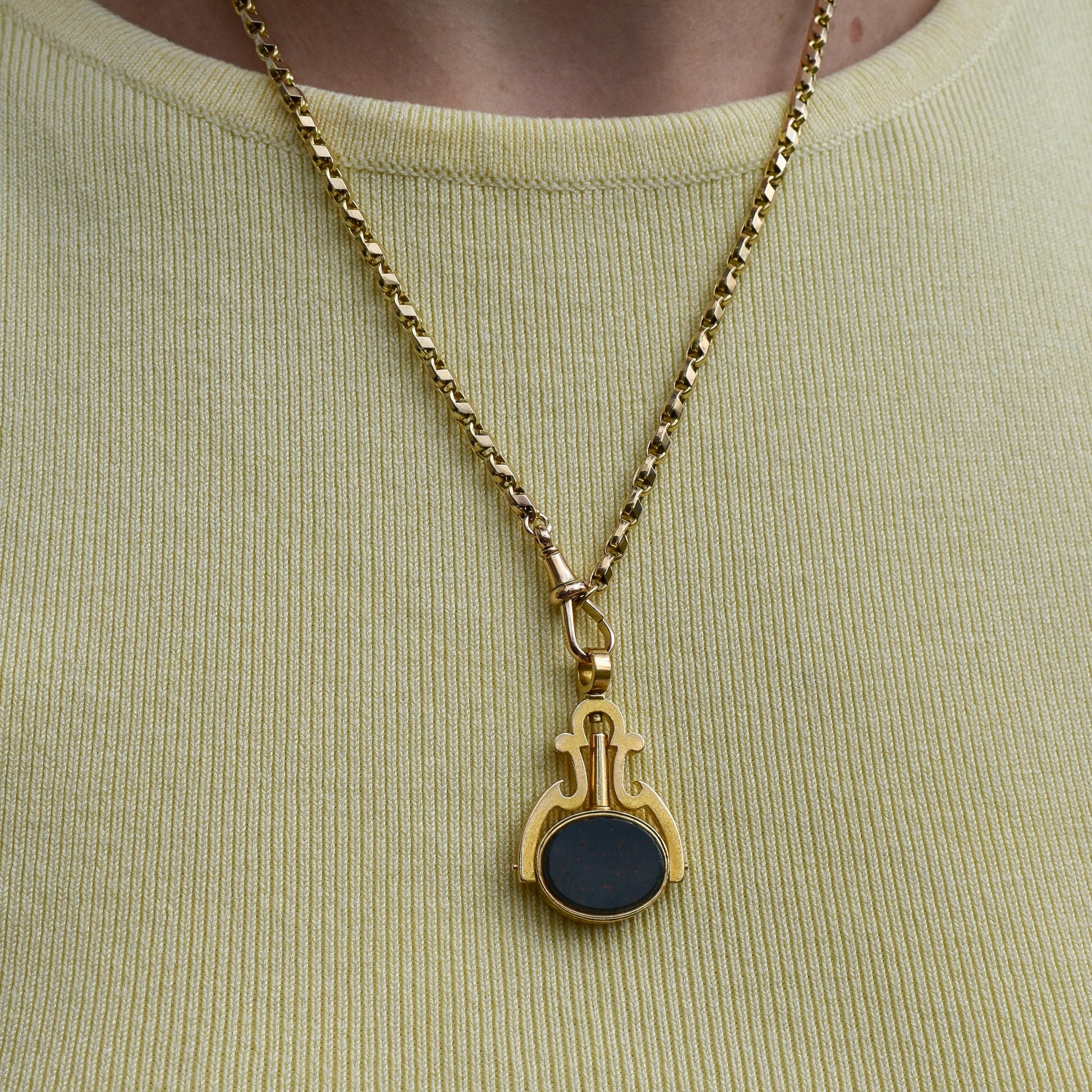 Antique 18ct Gold Bloodstone Agate Spinning Fob Watch Key Pendant | Dated 1879