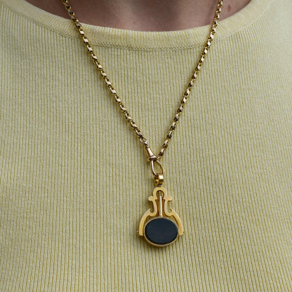 Antique 18ct Gold Bloodstone Agate Spinning Fob Watch Key Pendant | Dated 1879