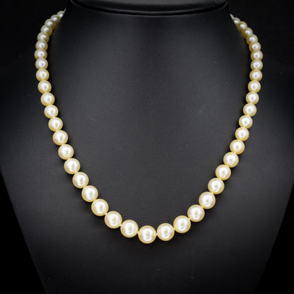 Vintage Graduated Pearl Gold Strand Beaded Necklace | 18"