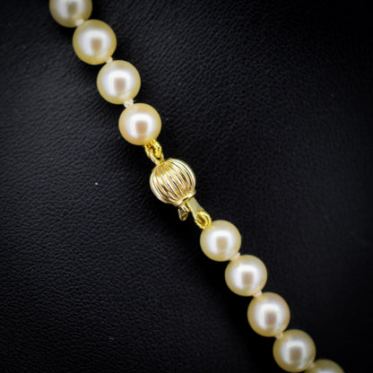 Vintage Graduated Pearl Gold Strand Beaded Necklace | 18"