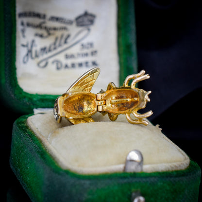 Vintage 9ct Gold Opening Fly Bee Insect Charm Pendant | Dated 1963