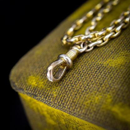 Antique 9ct Gold Faceted Guard Chain Necklace | 56" Length with Dog Clip