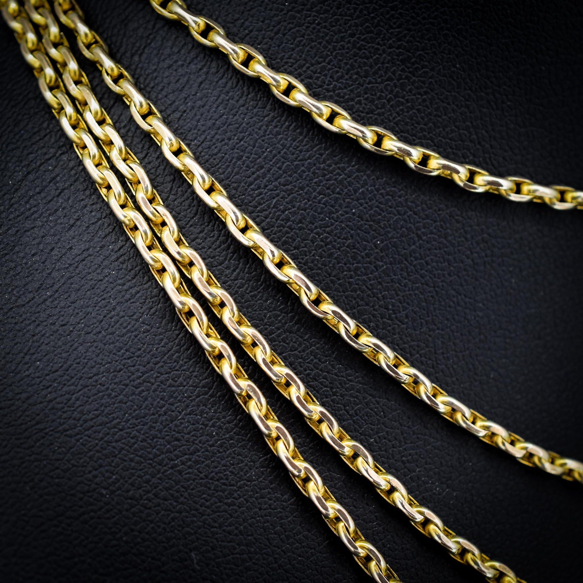 Antique 9ct Gold Faceted Guard Chain Necklace | 56" Length with Dog Clip
