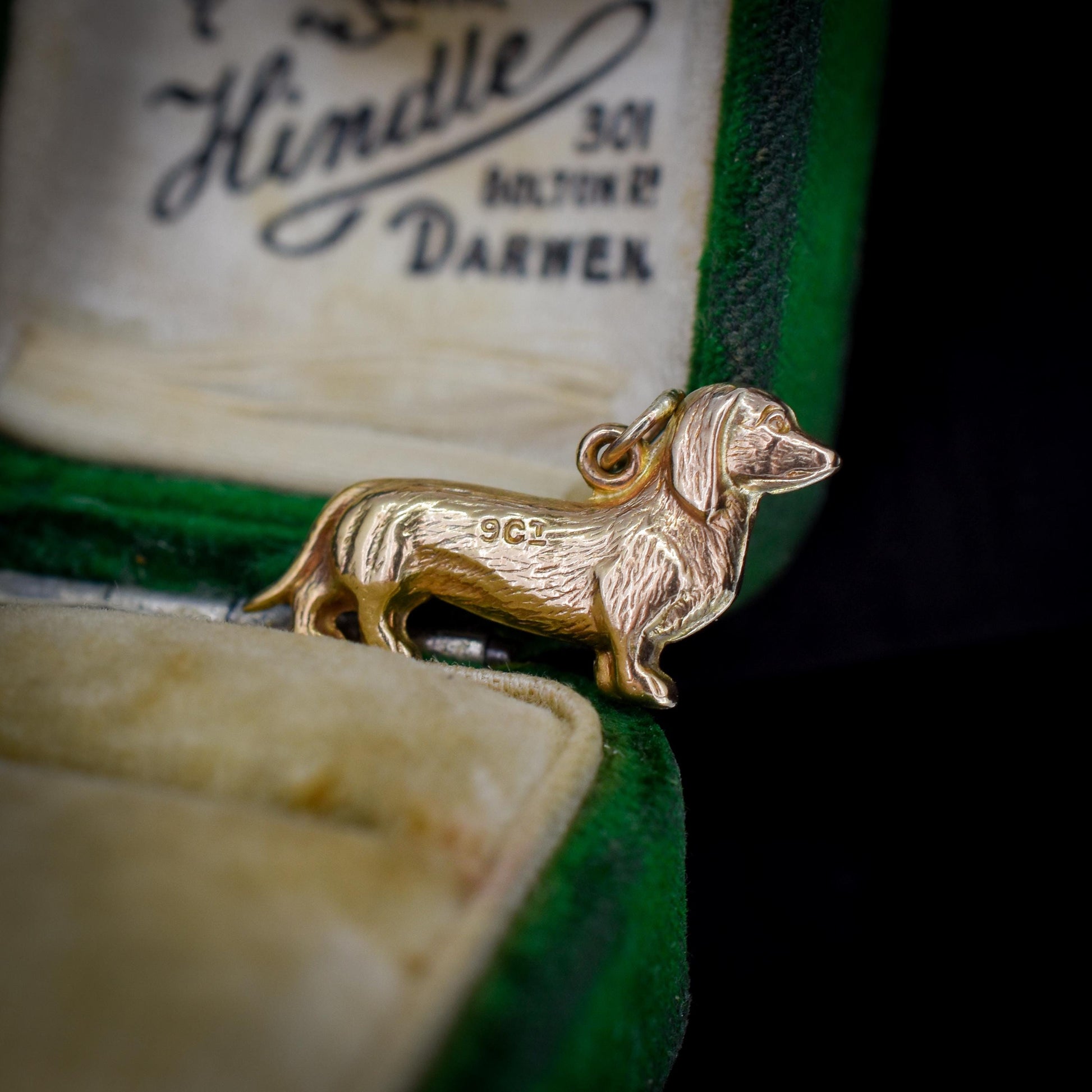 Antique 9ct Gold Dachshund Dog Charm Pendant