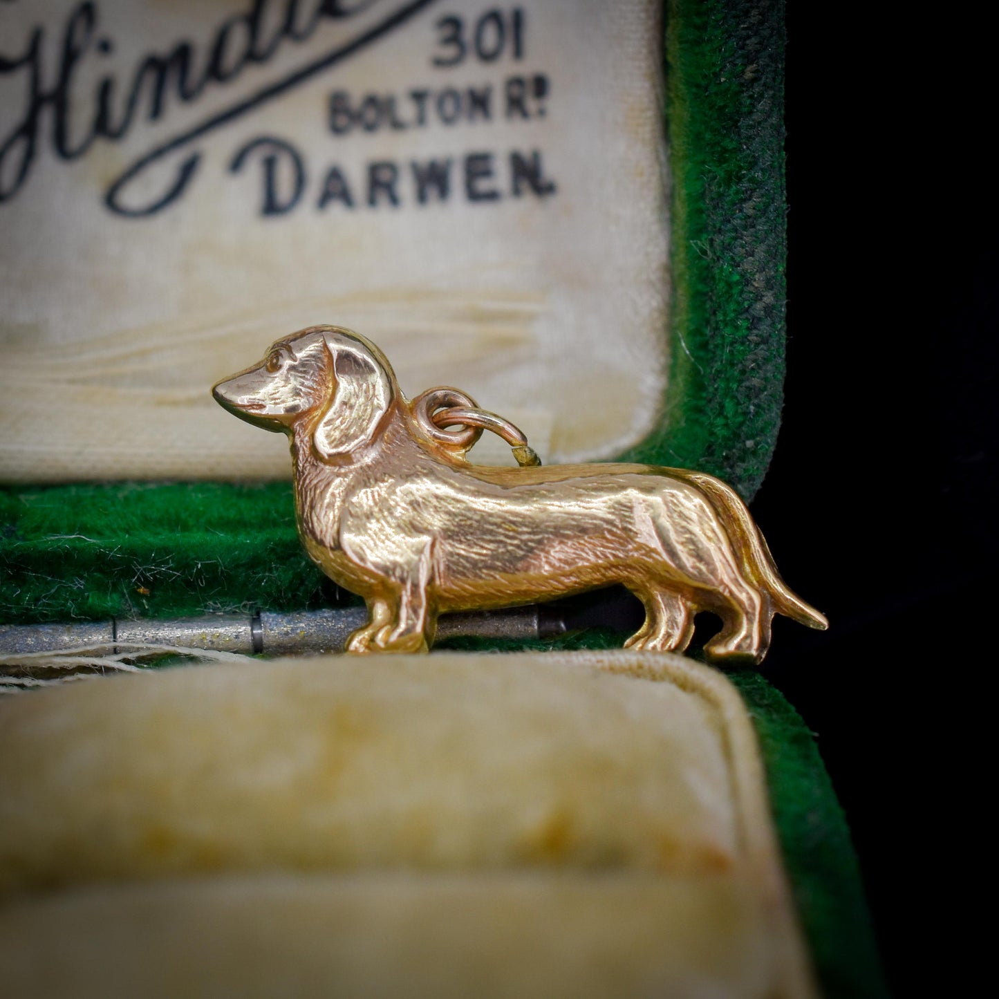 Antique 9ct Gold Dachshund Dog Charm Pendant