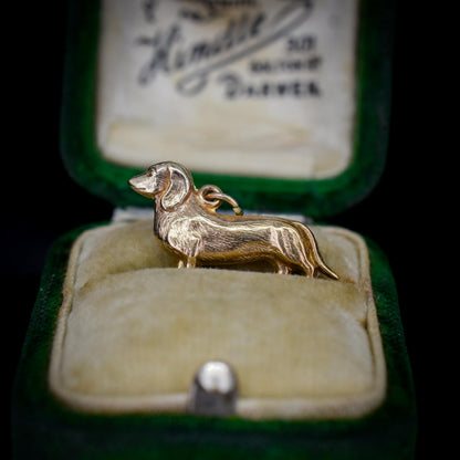 Antique 9ct Gold Dachshund Dog Charm Pendant