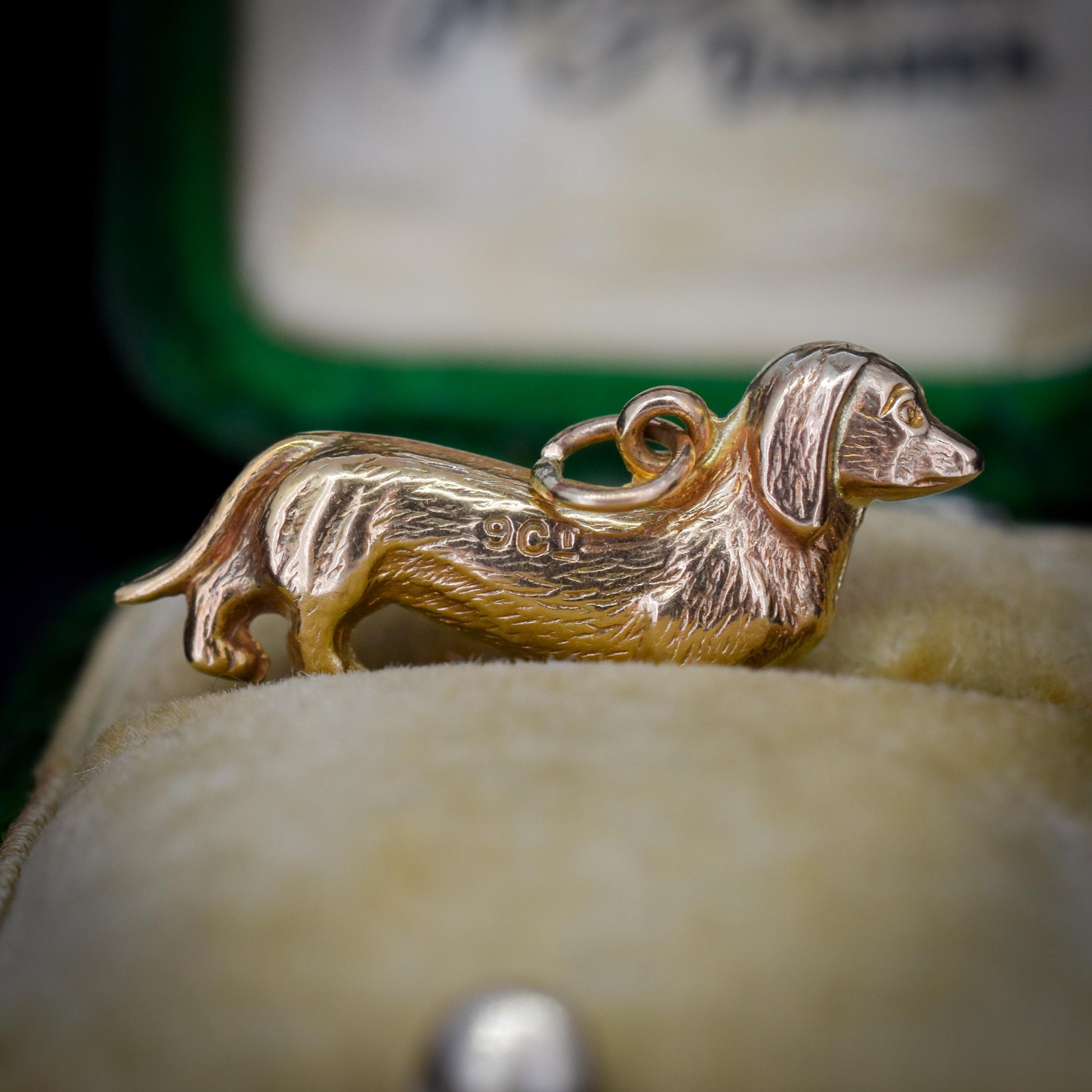 Antique 9ct Gold Dachshund Dog Charm Pendant