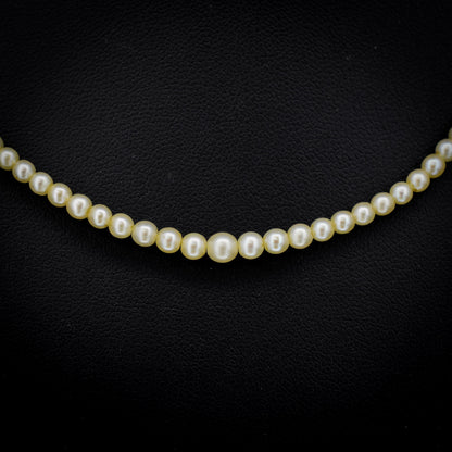 Vintage Pearl 18ct White Gold Diamond Strand Beaded Necklace | 16.5"