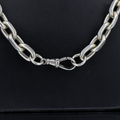 Vintage 87g Chunky Sterling Silver Flat Edge Link Biker Chain Necklace with Dog Clip – 22.75"